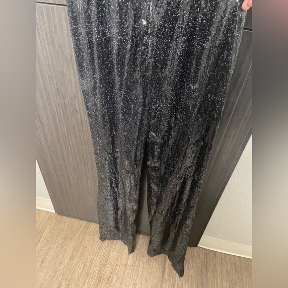 RACHEL Rachel Roy Black Sequin Jumpsuit Size: 6 - Picture 8 of 10